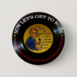 BADGE ROND 5 CM VINYLE D'INAUGURATION DE BARACK OBAMA