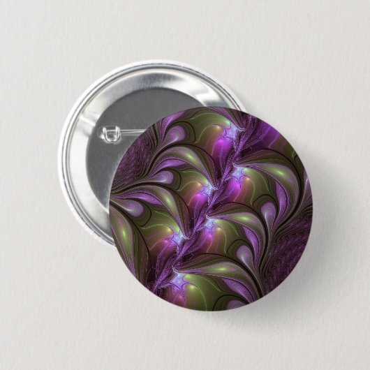 Badge Rond 5 Cm Violet Abstrait violet violet kaki fractal (Devant & derrière)