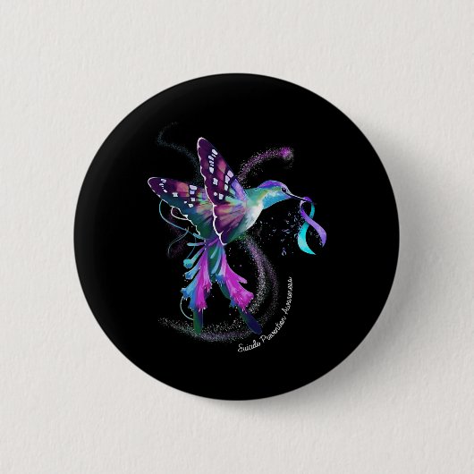 Badge Rond 5 Cm Violet Bleu Ruban Prévention Suicide Sensibilisati (Devant)