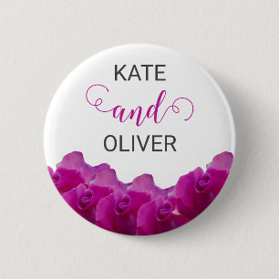 Badge Rond 5 Cm Violet Floral Violet violet Roses Élégant mariage