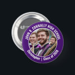 Badge Rond 5 Cm Violet Marching Band Photo Lycée Brag<br><div class="desc">Cette photo de la bande de marche du lycée customisée par un cool présente une typographie blanche du nom de votre équipe et du joueur sur un bouton violet. Personnalisez avec la photo de votre élève et l'année de classe comme un parent fier. Un père et une mère peuvent porter...</div>