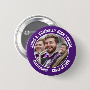 Badge Rond 5 Cm Violet Marching Band Photo Lycée Brag