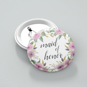 Badge Rond 5 Cm Violet & Sage Maid of Honor