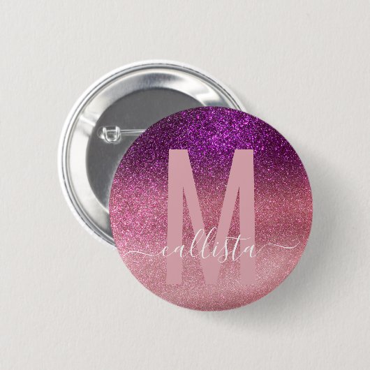 Badge Rond 5 Cm Violet violet rose triple Parties scintillant Ombr (Devant & derrière)