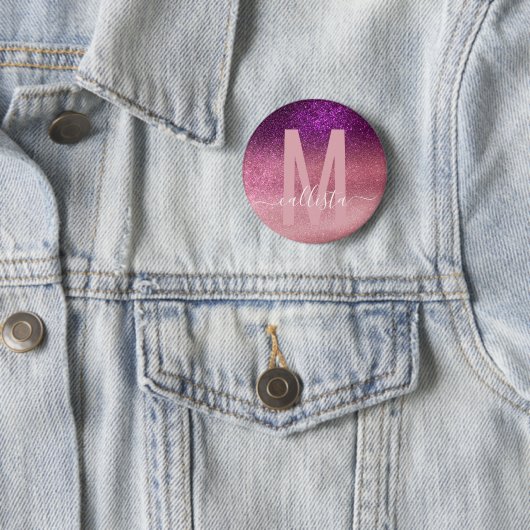 Badge Rond 5 Cm Violet violet rose triple Parties scintillant Ombr (En situation)