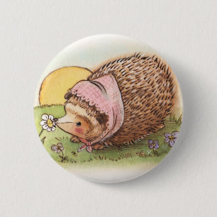 Badge Rond 5 Cm Violette le hérisson