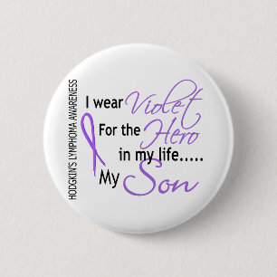 Badge Rond 5 Cm Violette pour le fils de lymphome de Hodgkins du