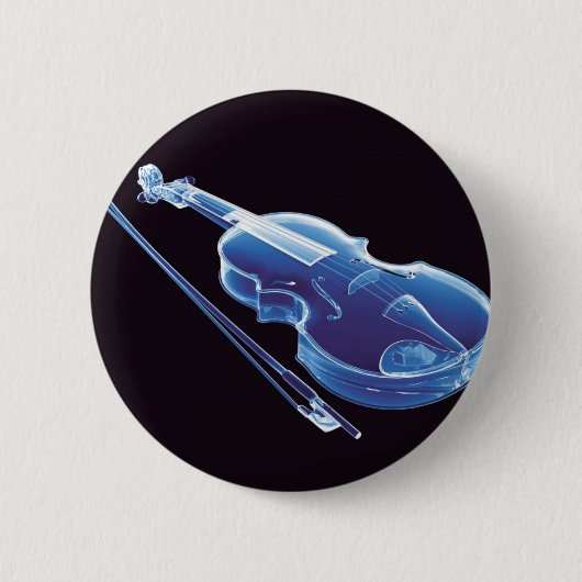 Badge Rond 5 Cm Violon bleu au néon (Devant)