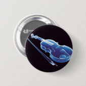 Badge Rond 5 Cm Violon bleu au néon (Devant & derrière)