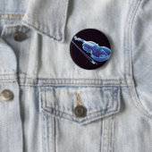 Badge Rond 5 Cm Violon bleu au néon (En situation)