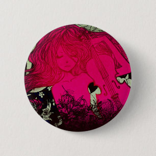 Badge Rond 5 Cm Violon dans le fuchsia