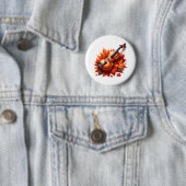 Badge Rond 5 Cm Violon dans le lit de feuilles (En situation)