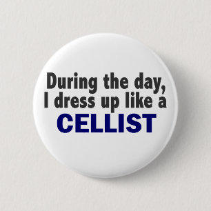Badge Rond 5 Cm Violoncelliste au cours de la journée