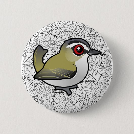 Badge Rond 5 Cm Vireo aux yeux rouges (Devant)