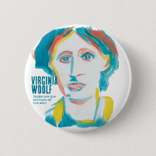 Badge Rond 5 Cm Virginia Woolf Portrait texte personnalisé Avoca
