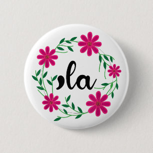 Badge Rond 5 Cm Virgule la Florale Kamala Harris Présidente 2024 C