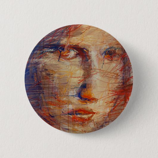 Badge Rond 5 Cm Visage Abstrait (Devant)