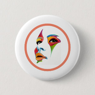 Badge Rond 5 Cm Visage Abstrait Couleur cool femmes art