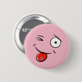 Badge Rond 5 Cm Visage avec bouton de langue percé (Devant & derrière)