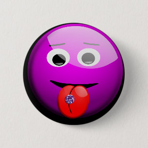 Badge Rond 5 Cm Visage avec bouton de langue percé