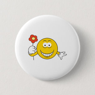 Badge Rond 5 Cm Visage avec Fleur