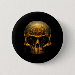 Badge Rond 5 Cm Visage Crâne effrayant Pour Un Costume Halloween D
