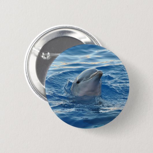 Badge Rond 5 Cm Visage dauphin en Océan mignonne Photo (Devant & derrière)