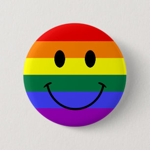 Badge Rond 5 Cm Visage de bande arc-en-ciel brillant