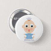 Badge Rond 5 Cm Visage de BÉBÉ d'ONEderful - bleu (Devant & derrière)