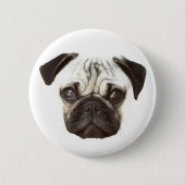 Badge Rond 5 Cm Visage de carlin (Devant)