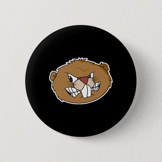 Badge Rond 5 Cm visage de castor en colère (Devant)