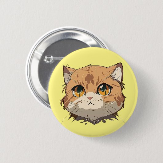 Badge Rond 5 Cm Visage de chat d'Anime (Devant & derrière)