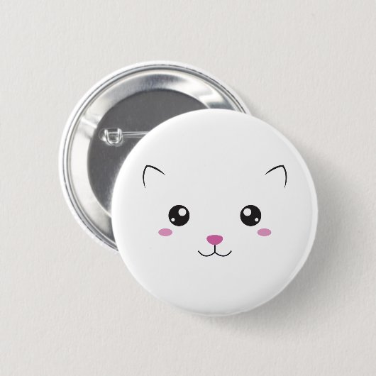 Badge Rond 5 Cm Visage de chat de Kawaii (Devant & derrière)