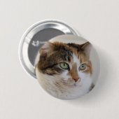 Badge Rond 5 Cm Visage de chat tigré de calicot (Devant & derrière)