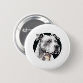 Badge Rond 5 Cm Visage de chien Pitbull (Devant & derrière)
