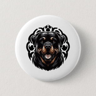 Badge Rond 5 Cm Visage de chien Rottweiler