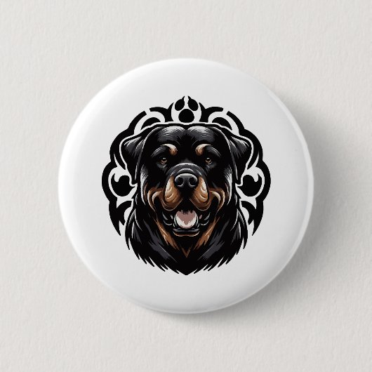Badge Rond 5 Cm Visage de chien Rottweiler (Devant)