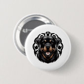 Badge Rond 5 Cm Visage de chien Rottweiler (Devant & derrière)