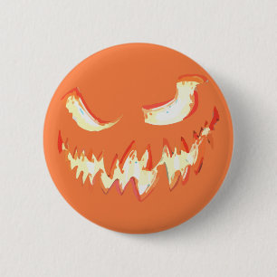 Badge Rond 5 Cm Visage de Citrouille d'Halloween Épouvantable Jack