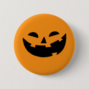 Badge Rond 5 Cm Visage de citrouille heureux