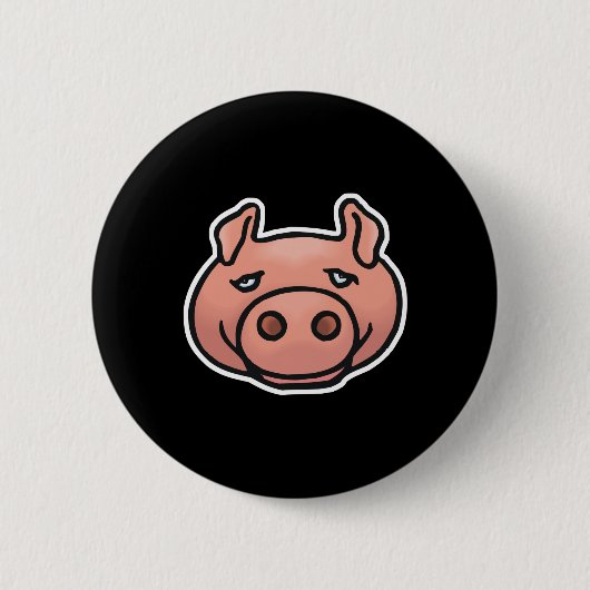 Badge Rond 5 Cm visage de cochon rigolo (Devant)