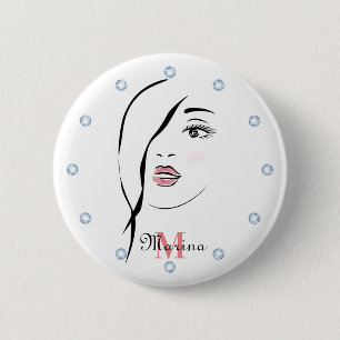 Badge Rond 5 Cm visage de fille, glamour, visage, moderne personna