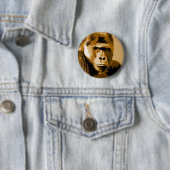 Badge Rond 5 Cm Visage de Gorilla (En situation)