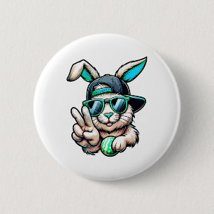 Badge Rond 5 Cm Visage de Lapin avec Lunettes de Soleil pour Garço