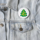 Badge Rond 5 Cm Visage de l'arbre de Noël (En situation)