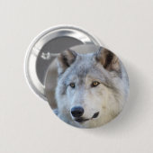 Badge Rond 5 Cm Visage de loup gris (Devant & derrière)