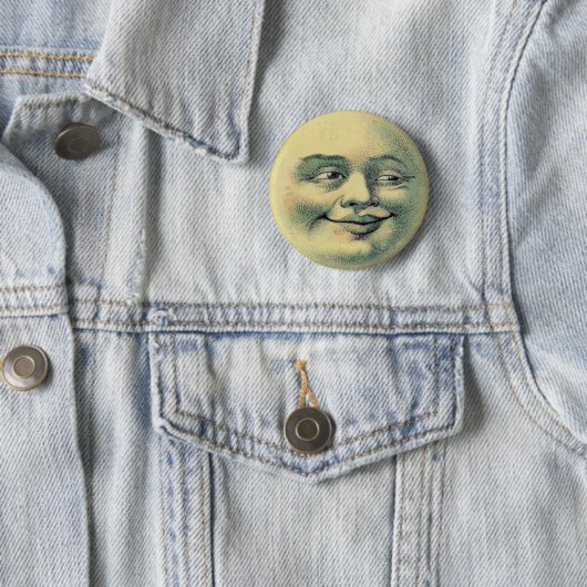 Badge Rond 5 Cm Visage de lune (En situation)