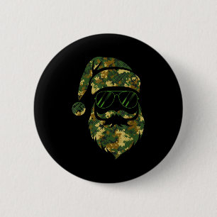 Badge Rond 5 Cm Visage de Père Noël Vintage Camouflage Noël Xmas C