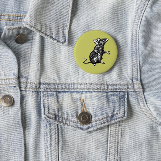 Badge Rond 5 Cm "visage de rat" - (En situation)