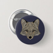 Badge Rond 5 Cm Visage de renard métallique (Devant & derrière)